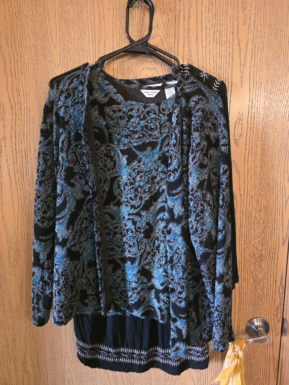 Laura Ashley Blue & Black  Velvet Sweater & Tank